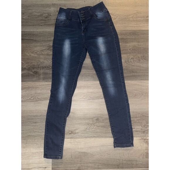 Bamboo Jeans Women’s Size Large Distressed Medium Wash Skinny Mid Rise - Picture 1 of 4